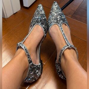 Dolce & Gabbana Silver Sequin Flats